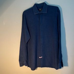 Neiman Marcus button down linen mens shirt